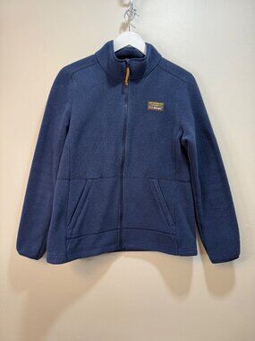 LL Bean Mountain Classic Fleece Navy Blue Jacket Full Zip Preppy Womens Med